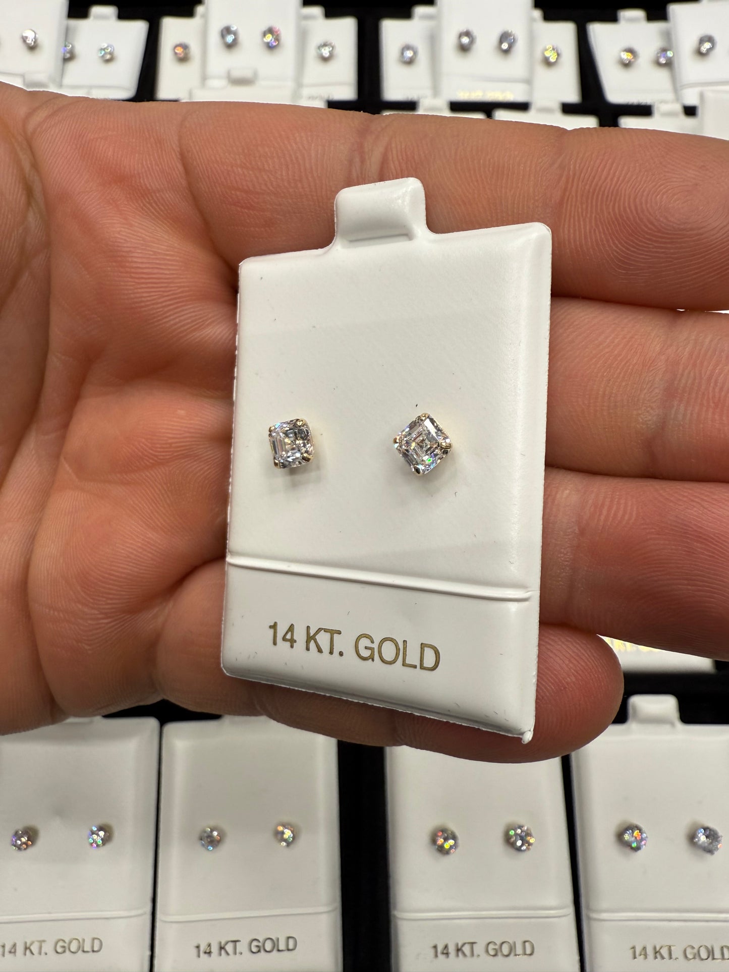 Gold 14k Earrings Cz 5mm