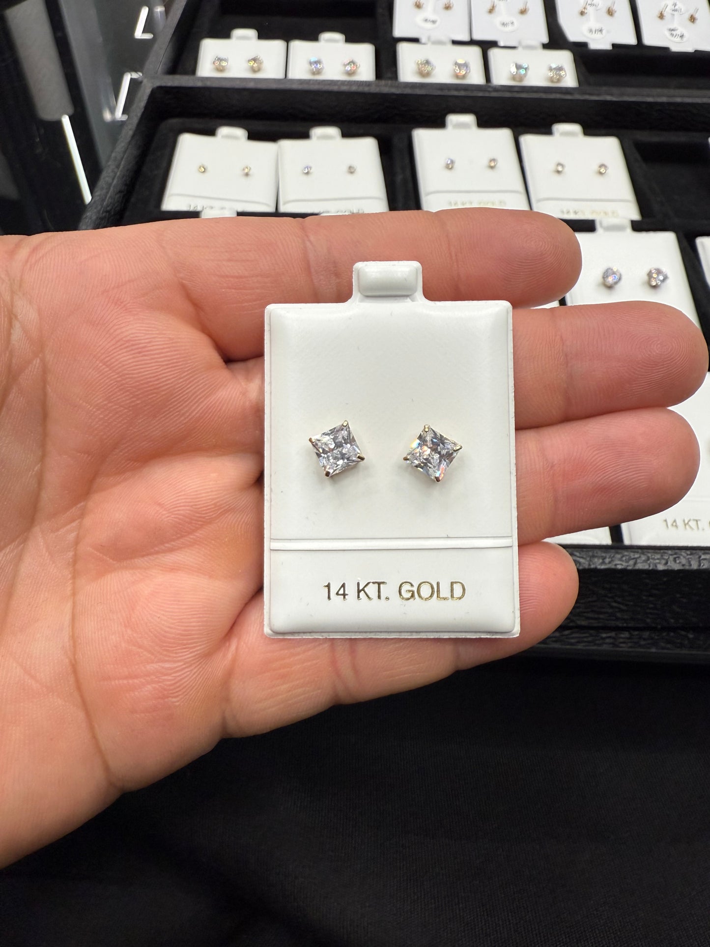 Gold 14k Earrings Cz 6mm