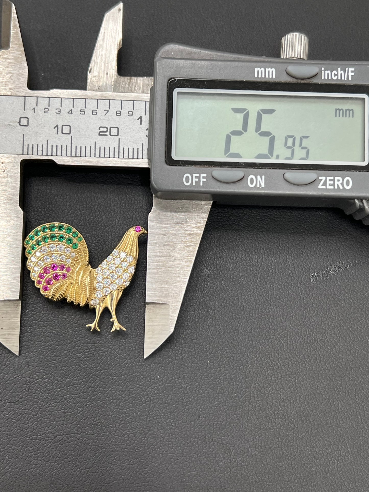 Gold 10k Rooster pendant Cz