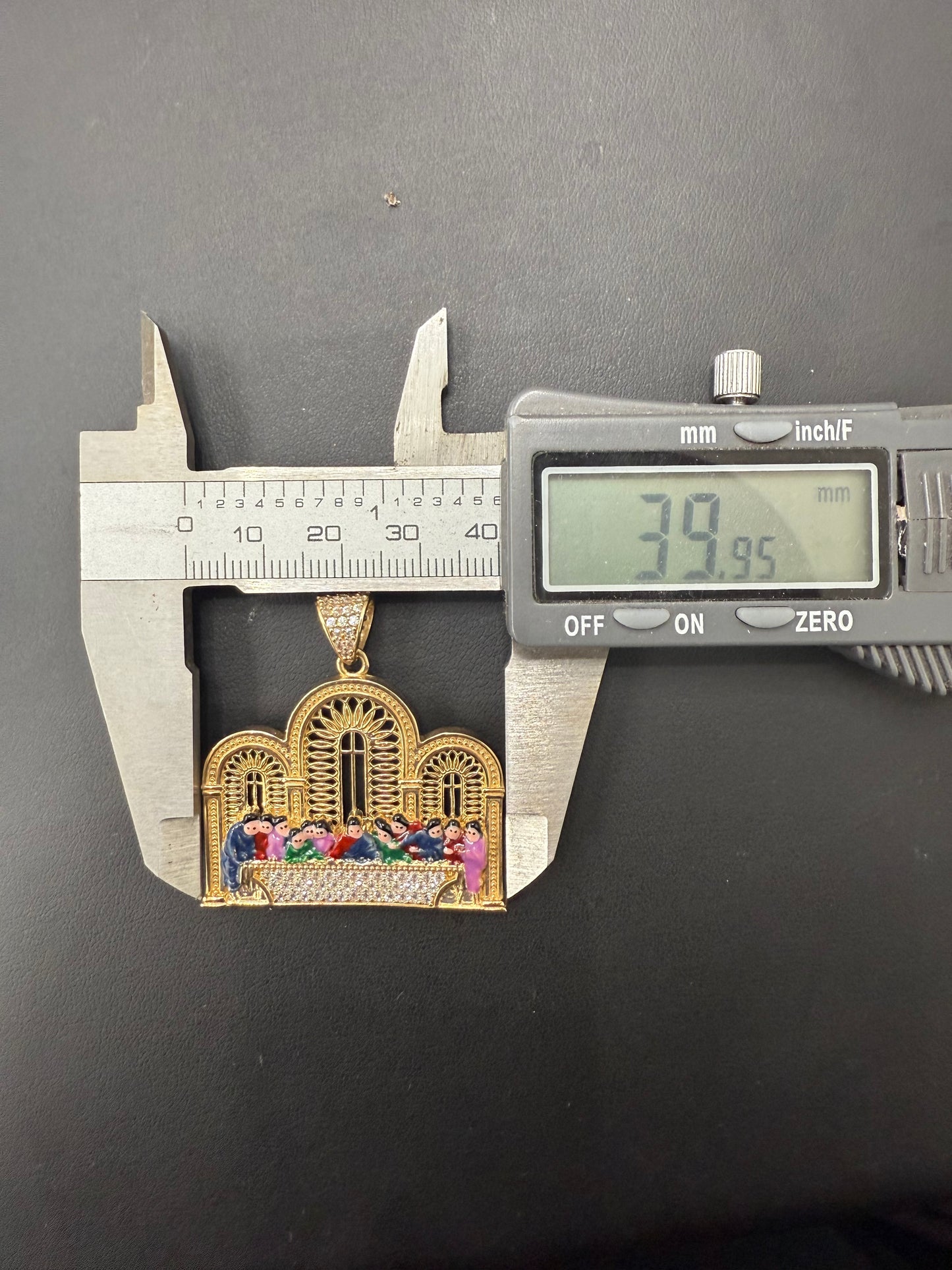 Gold 10k Last Supper Pendant Cz