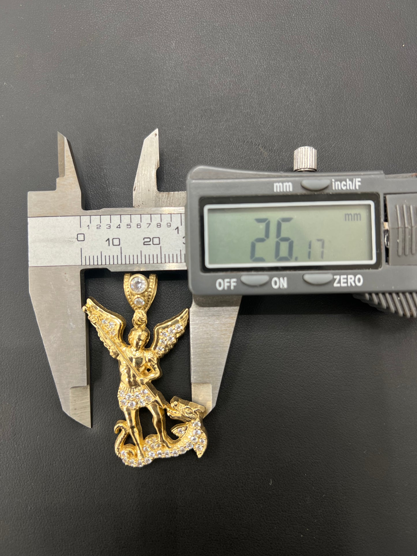 Gold 14k St. Michael Pendant Cz