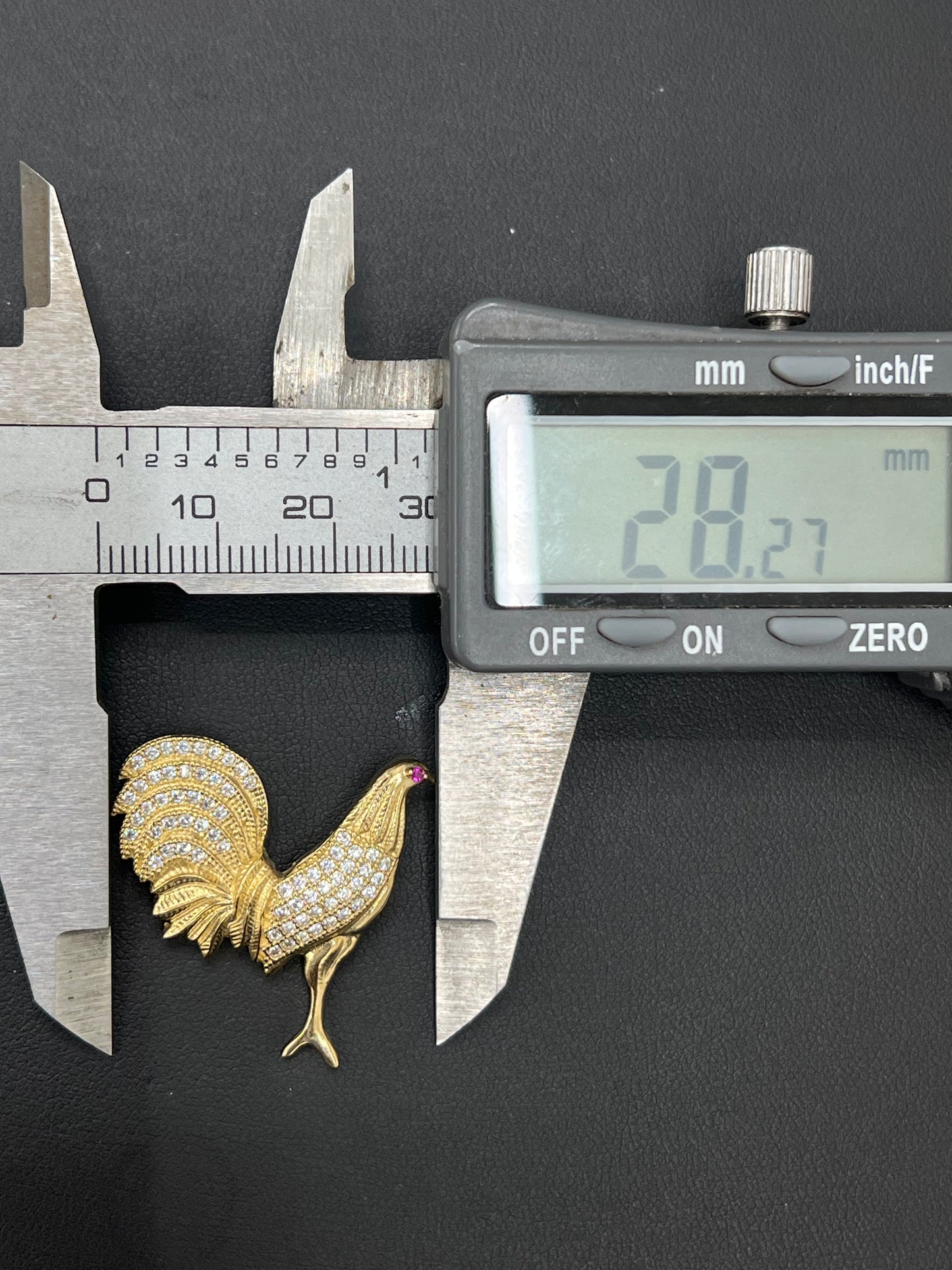 Gold 10k Rooster pendant Cz