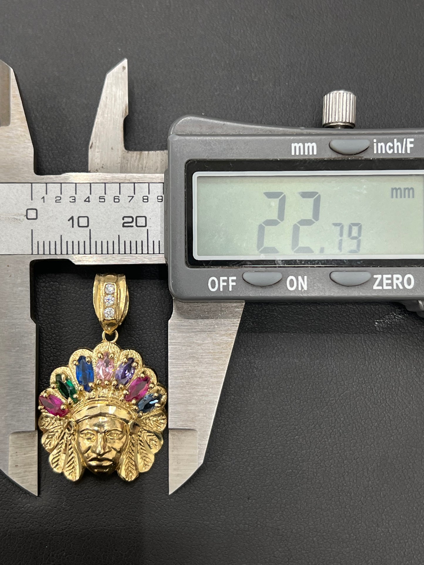 Gold 10k Indian Pendant Cz