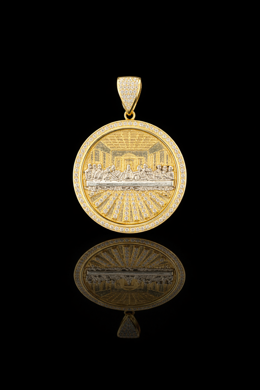 Gold 10k Last Supper Pendant Cz