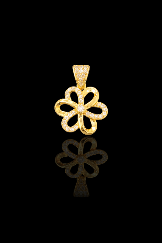 Gold 10k flower pendant Cz