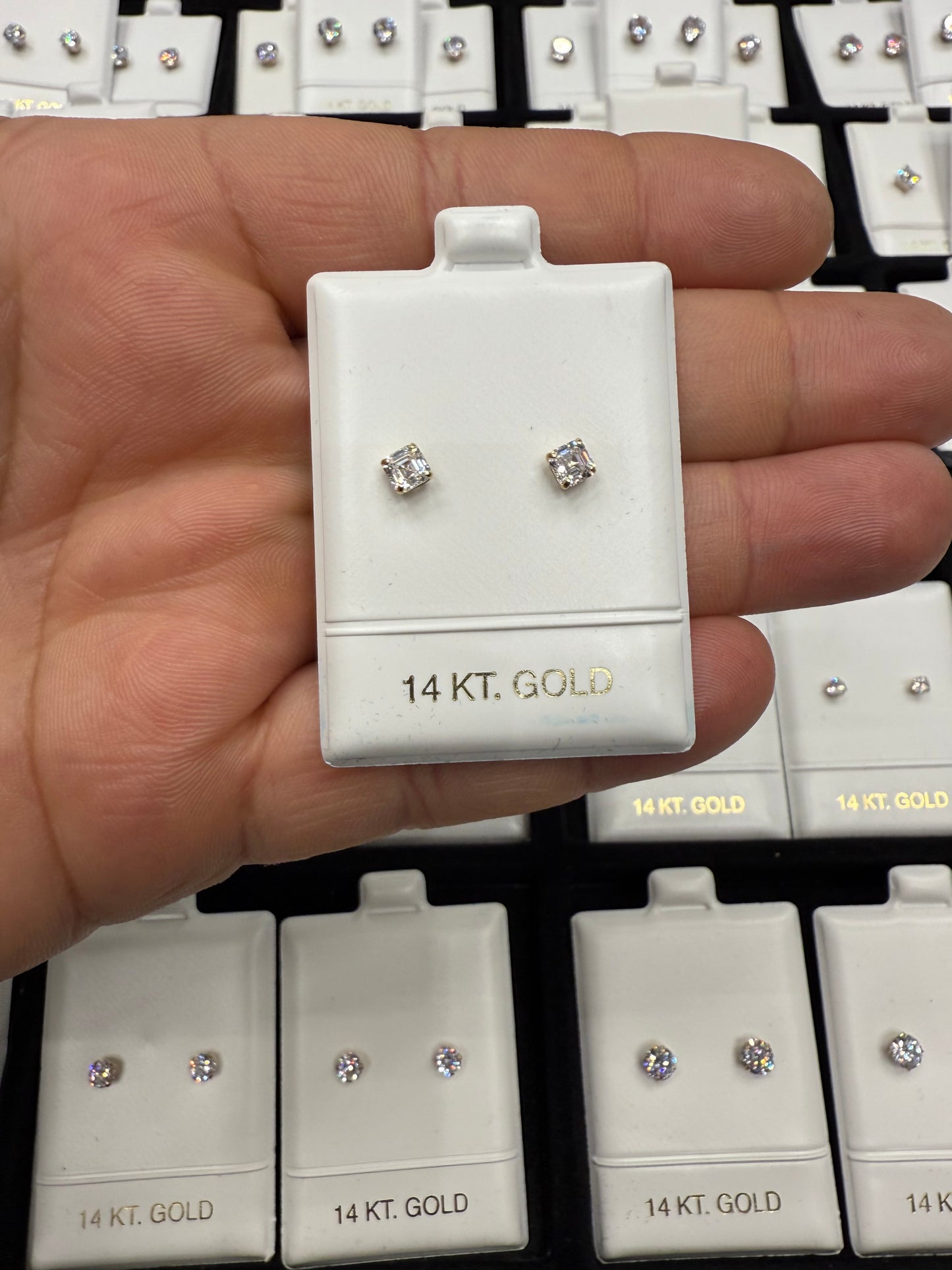 Gold 14k Earrings Cz 4mm