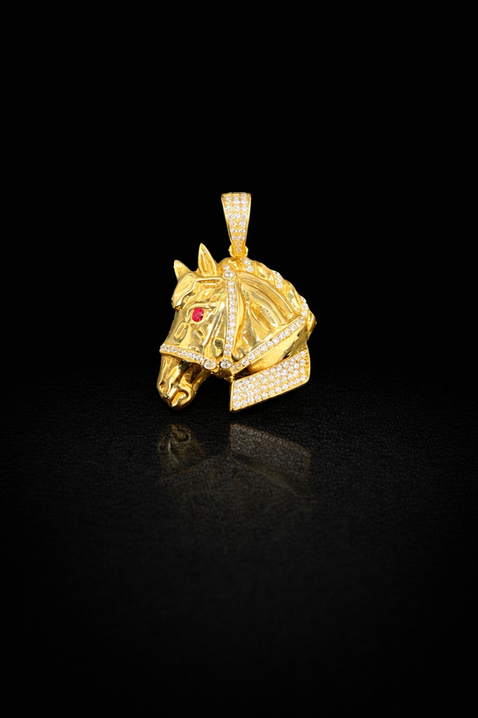 Gold 14k Horse pendant Cz