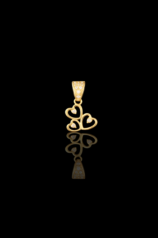 Gold 10k 3 heart pendant Cz