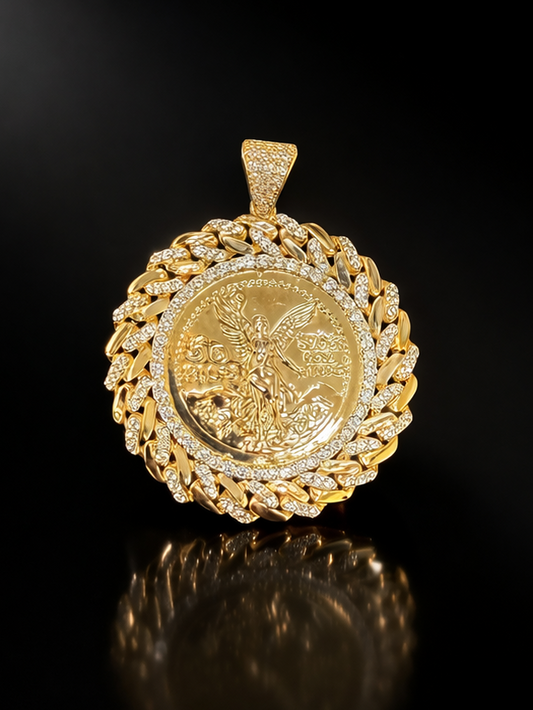 Gold 10k 50 Pesos Cz Pendant