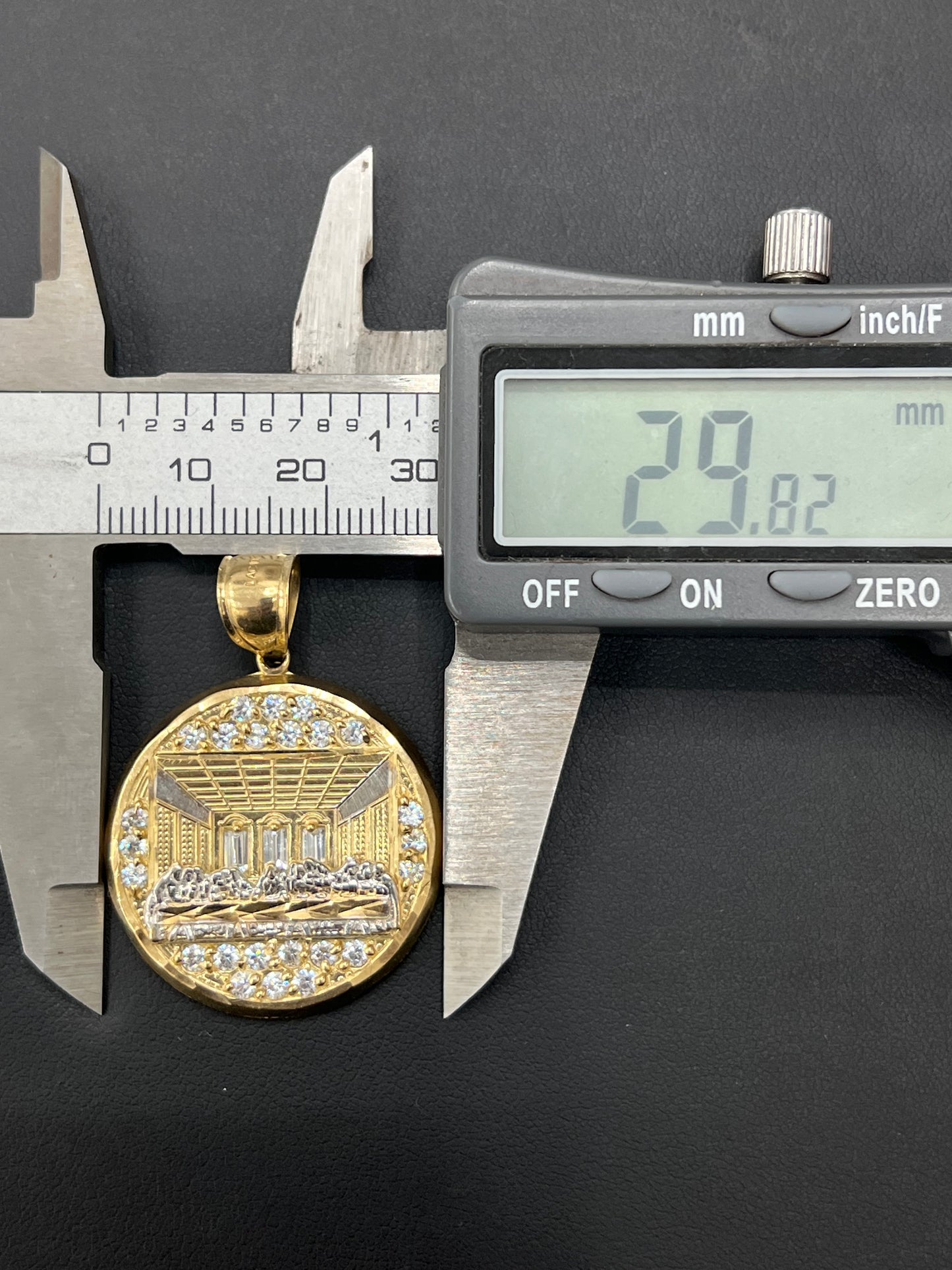 Gold 10k Last Supper Pendant Cz