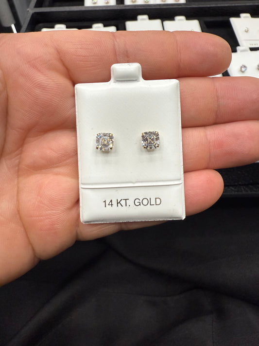 Gold 14k Earrings Cz 6mm
