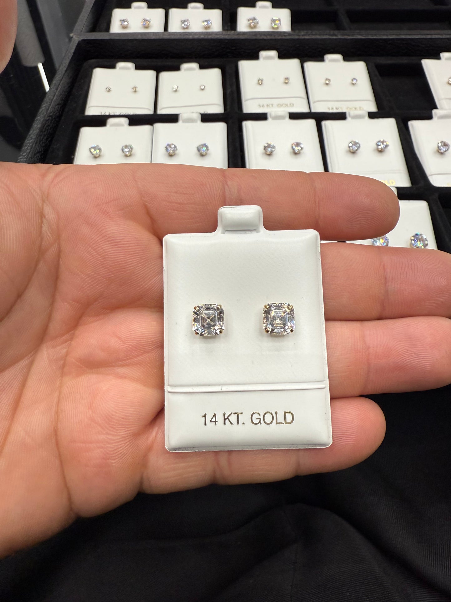 Gold 14k Earrings Cz 7mm