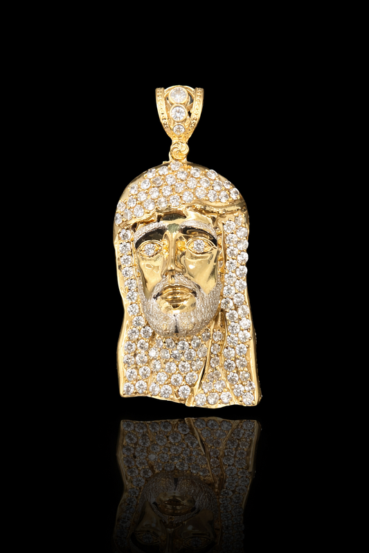 Gold 10k Jesus Pendant Cz