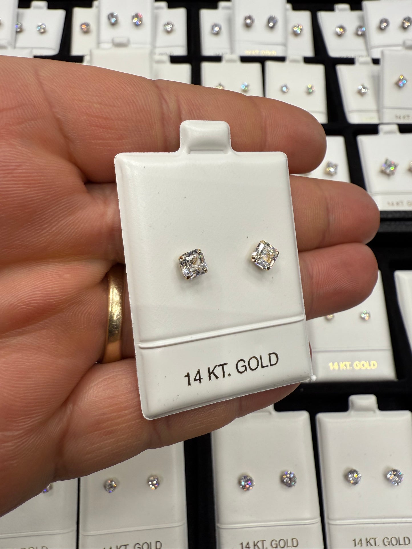 Gold 14k Earrings Cz 5mm