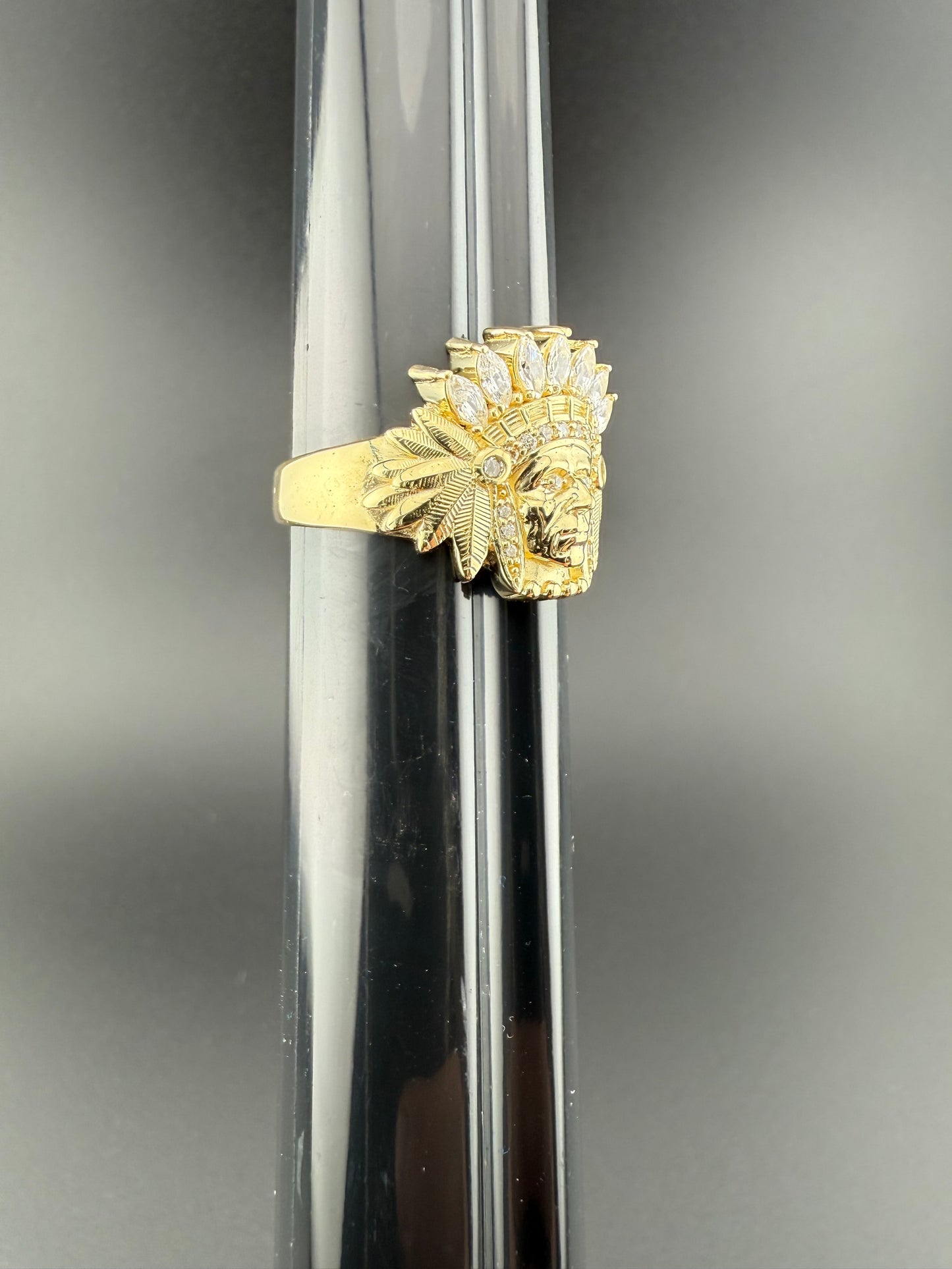 Gold 10k Indian Ring Cz