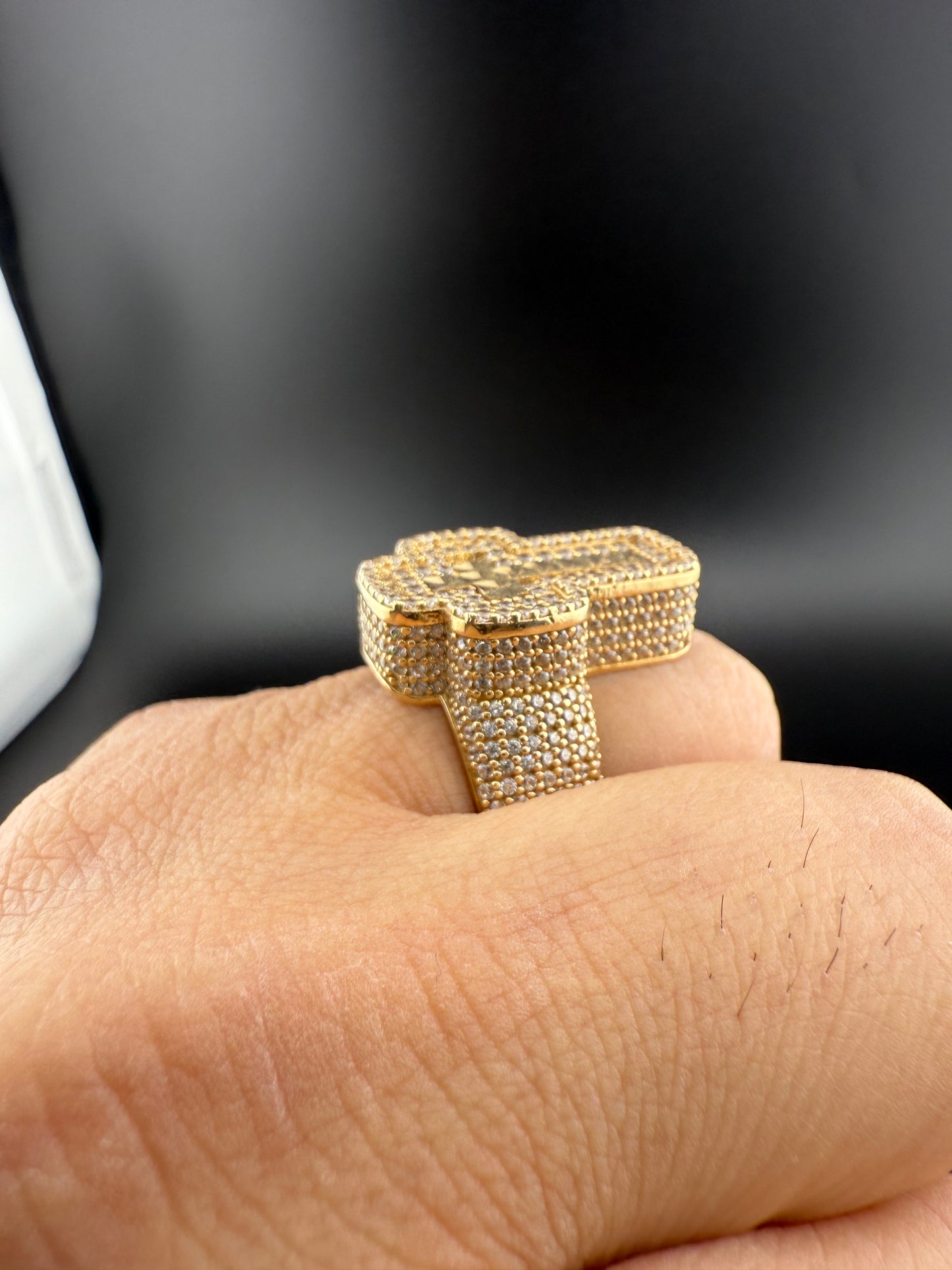 Gold 10k Cross Ring Cz
