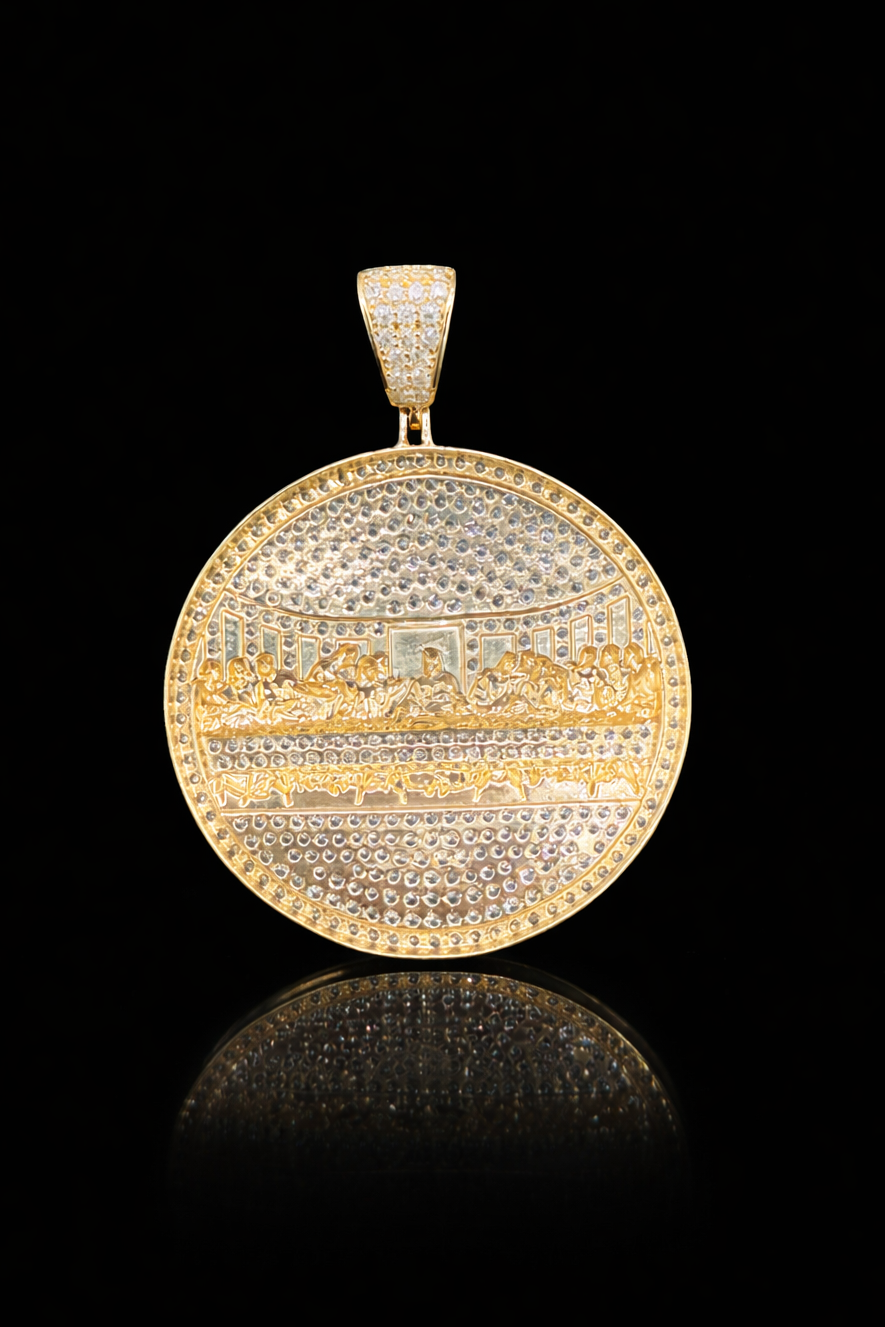 Gold 14k Last Supper Pendant Cz