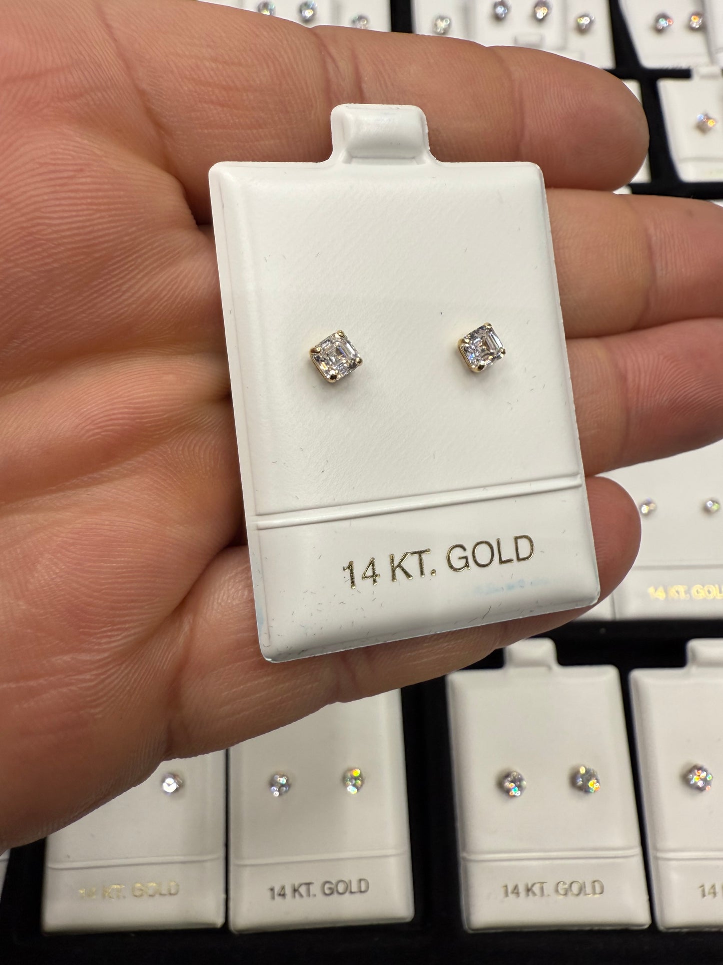 Gold 14k Earrings Cz 4mm