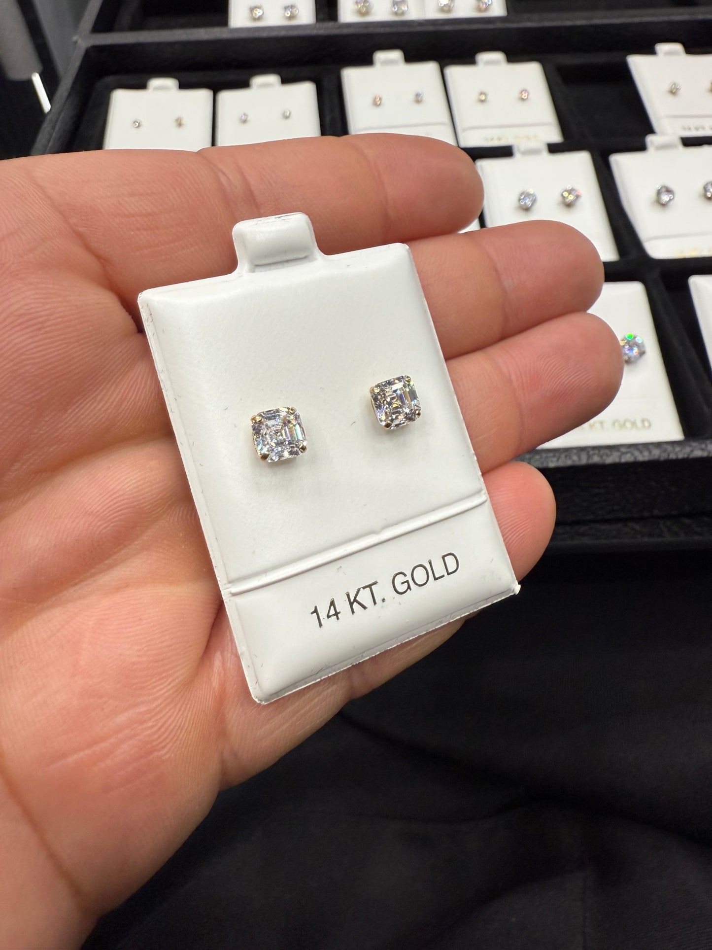 Gold 14k Earrings Cz 6mm
