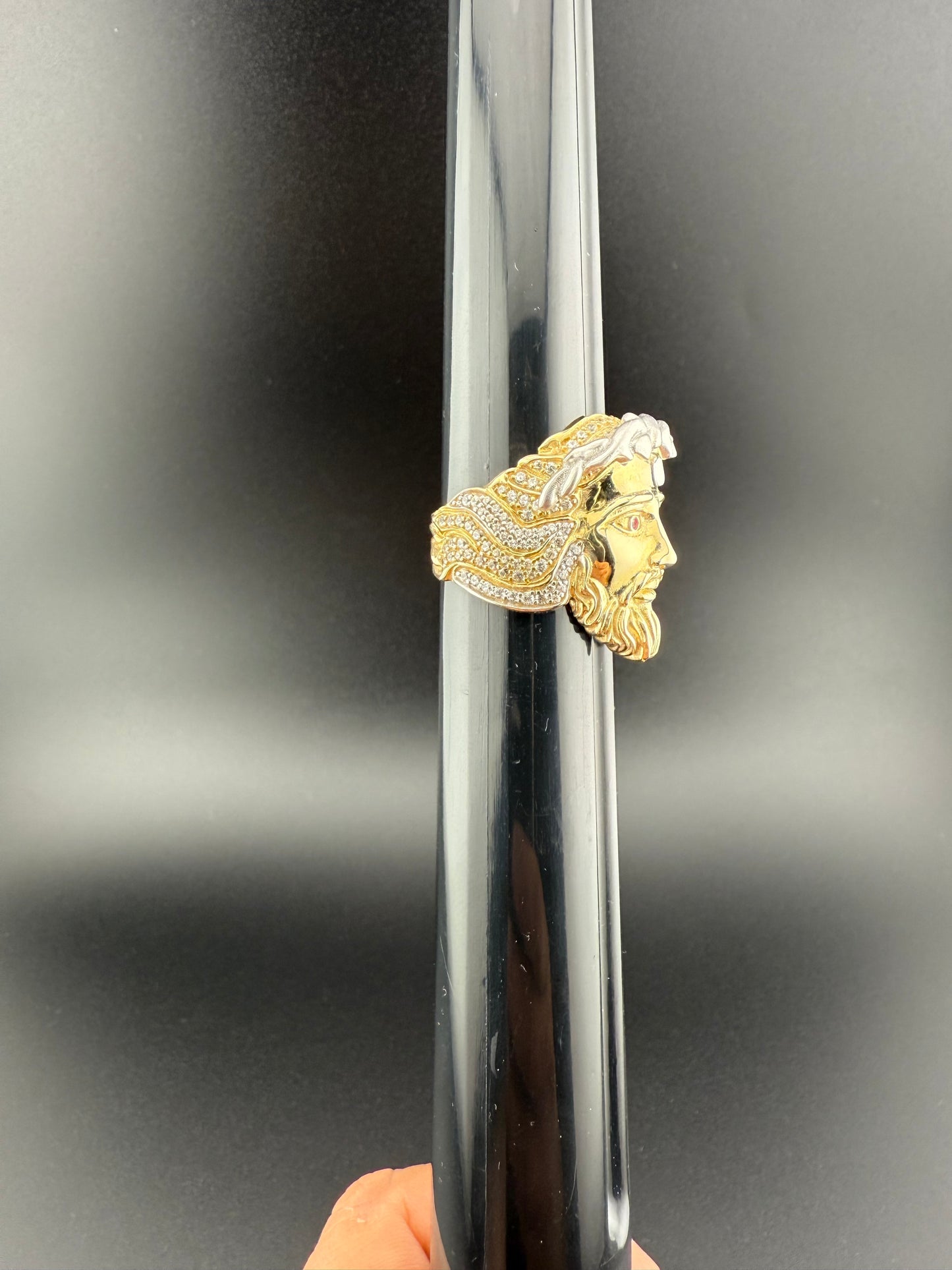 Gold 10k Jesus Ring Cz