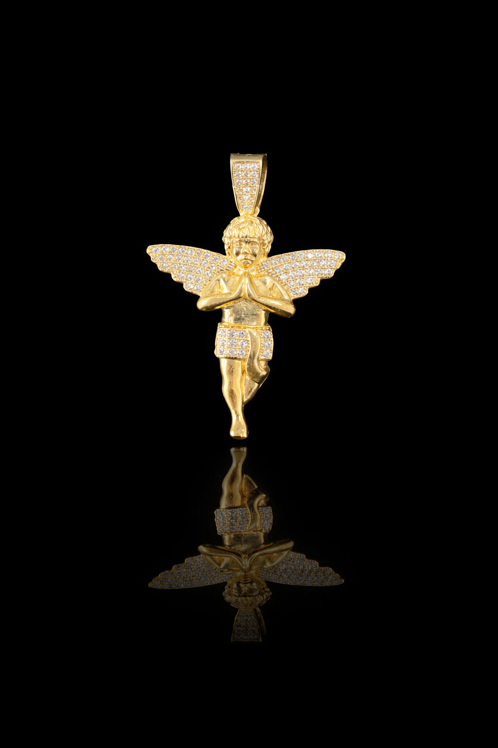 Gold 10k Angel pendant Cz