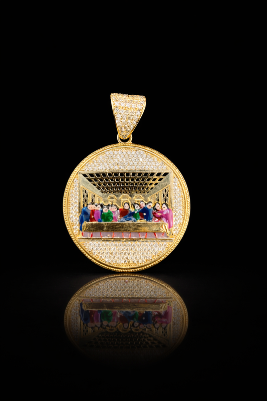 Gold 10k Last Supper Pendant Cz