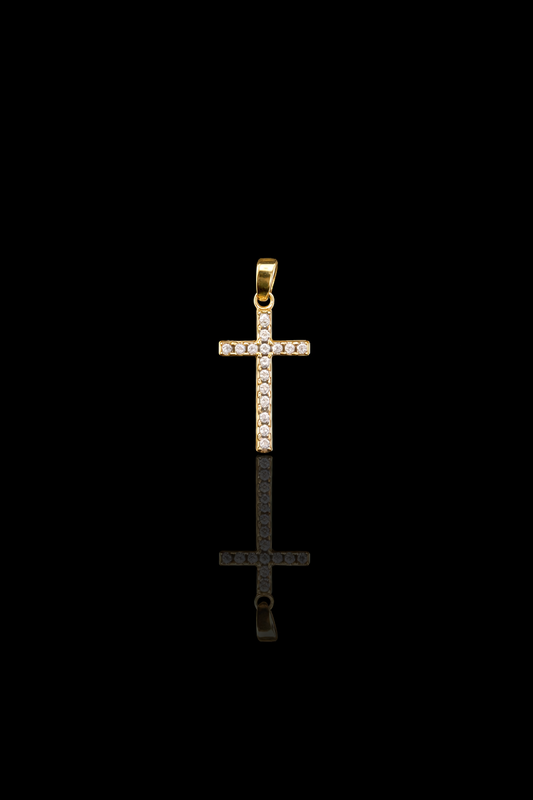 Gold 14k Cross pendant Cz
