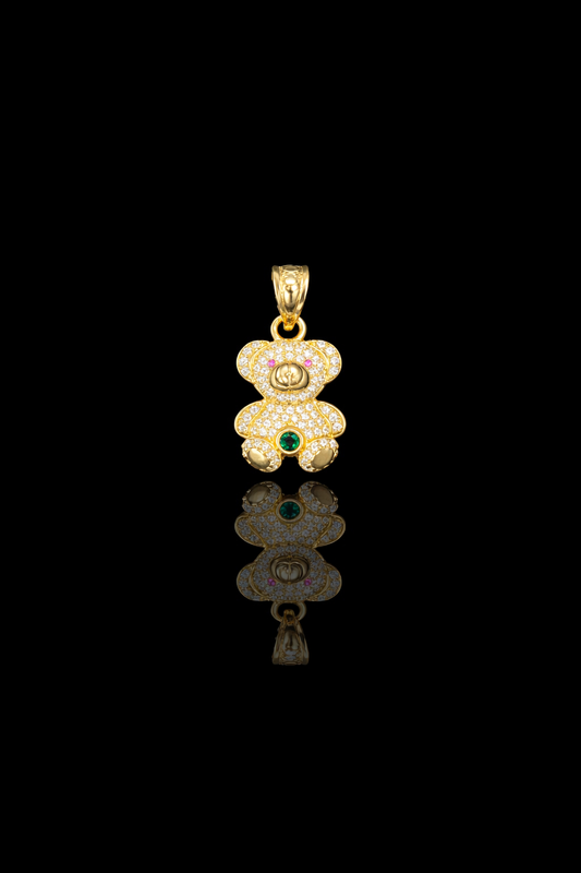 Gold 10k bear pendant Cz