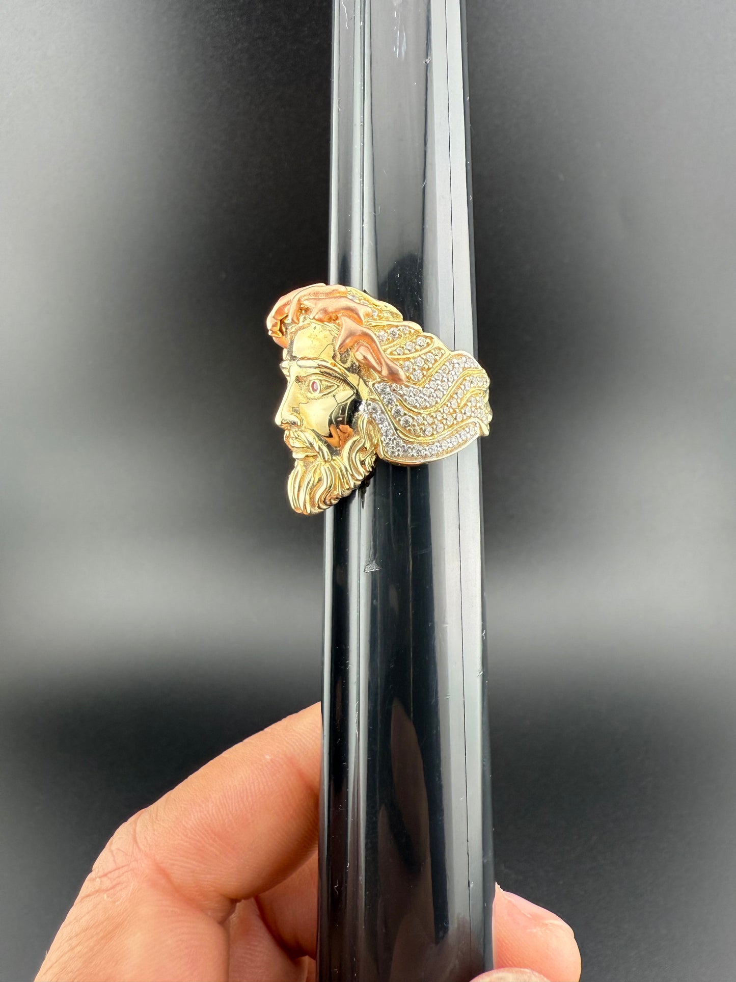 Gold 10k Jesus Ring Cz