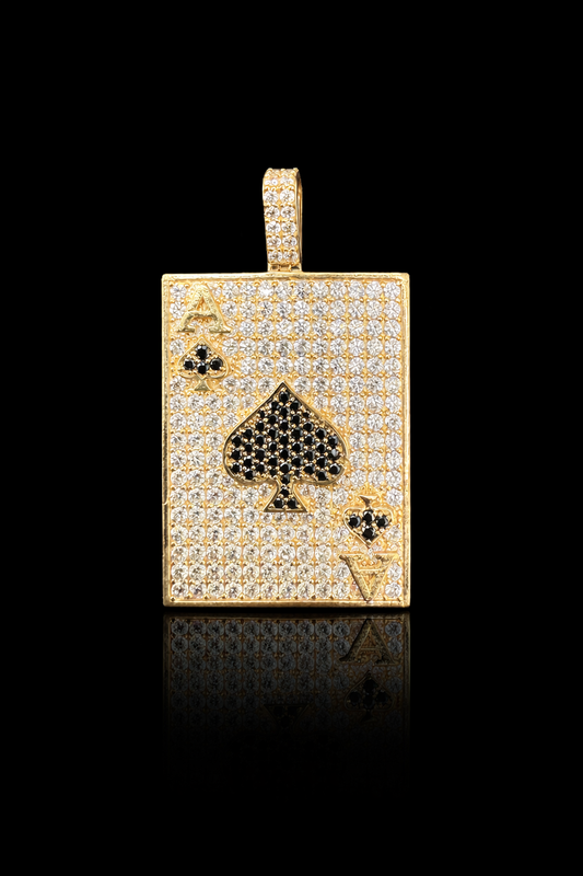 Gold 10k Ace Pendant Cz
