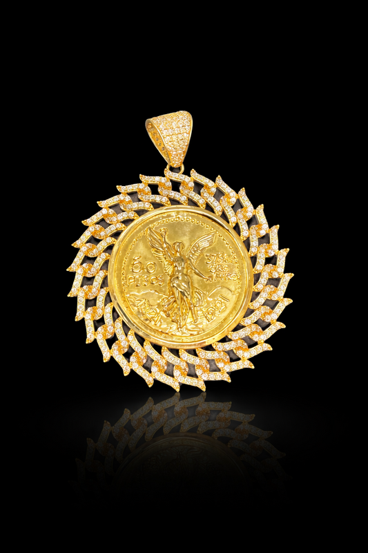 Gold 10k 50 Pesos Cz Pendant