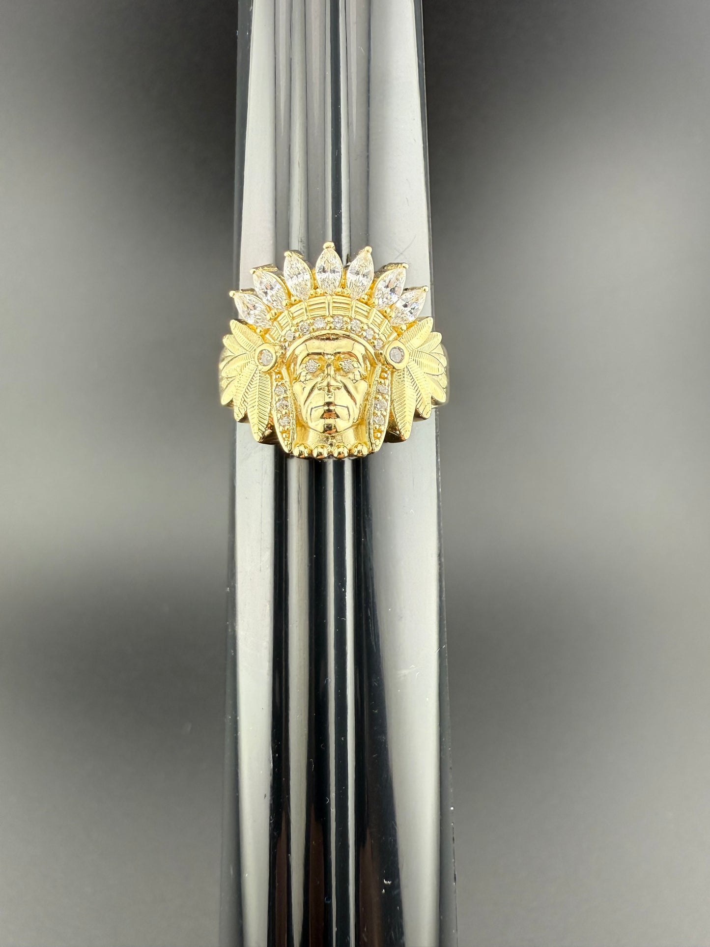 Gold 10k Indian Ring Cz