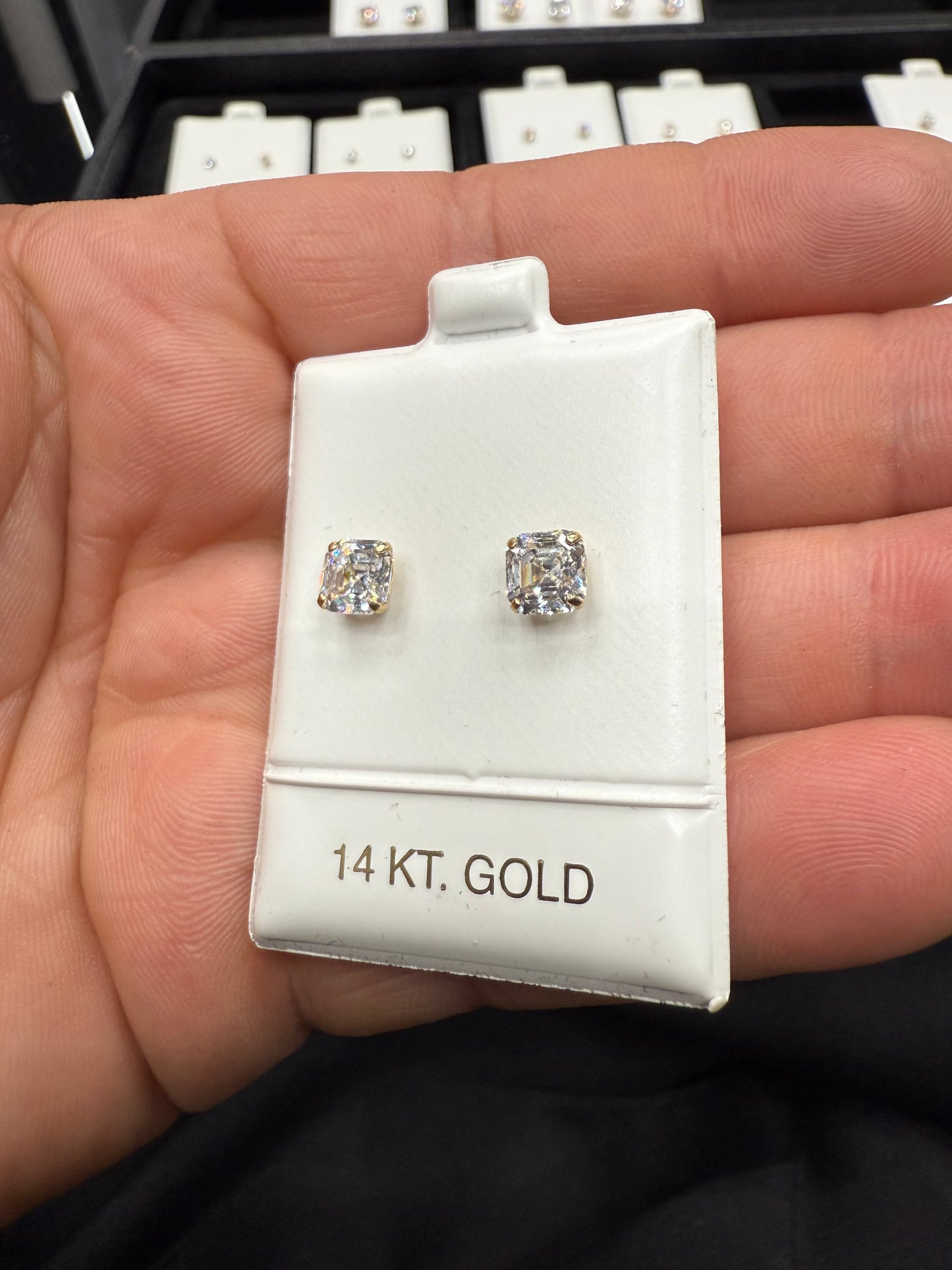 Gold 14k Earrings Cz 6mm
