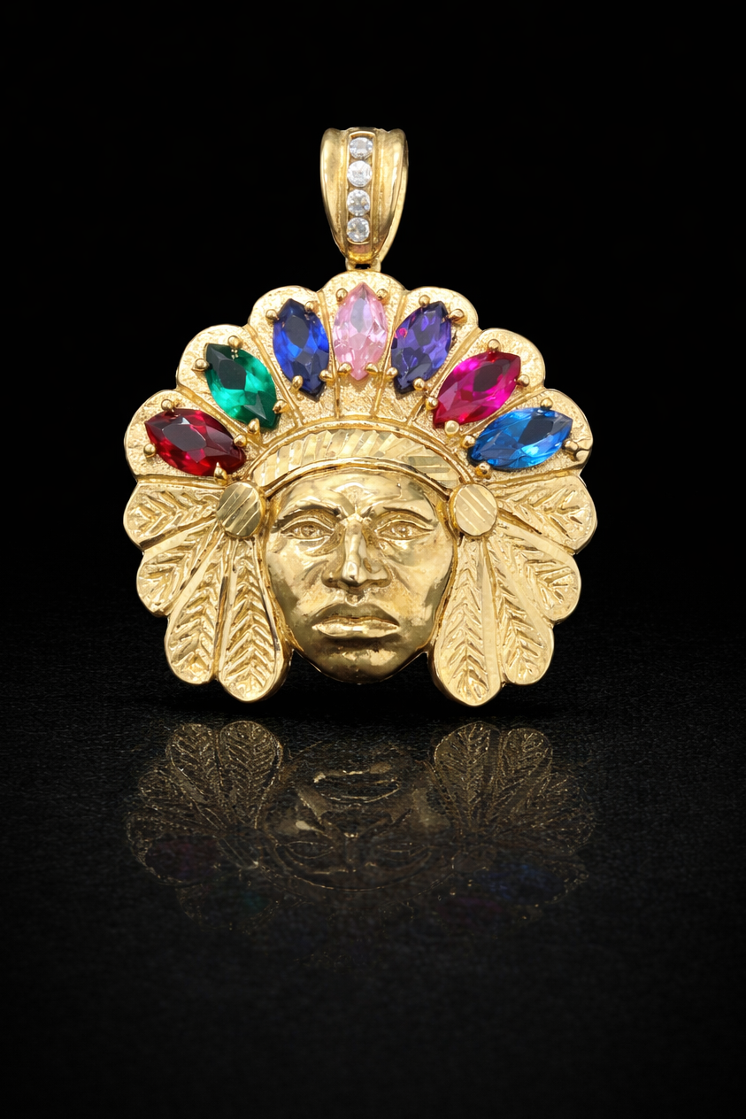 Gold 10k Indian pendant Cz
