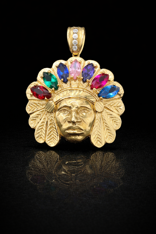 Gold 10k Indian pendant Cz