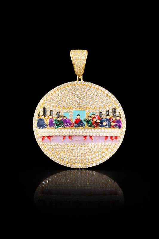 Gold 14k Last Supper Pendant Cz
