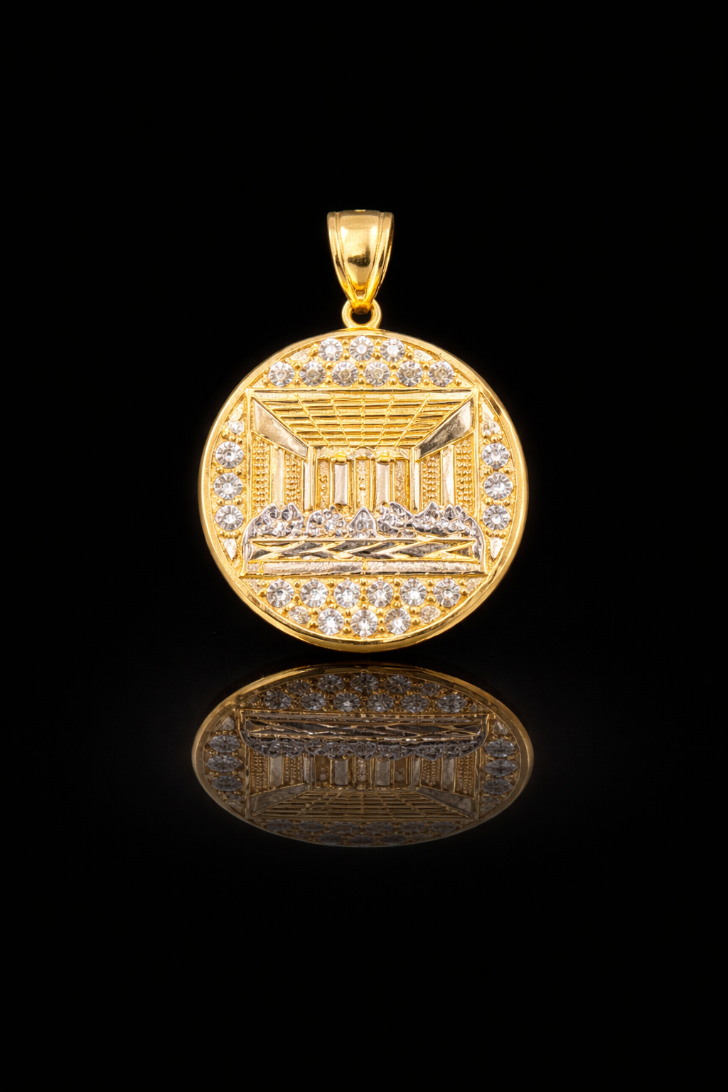 Gold 10k Last Supper Pendant Cz