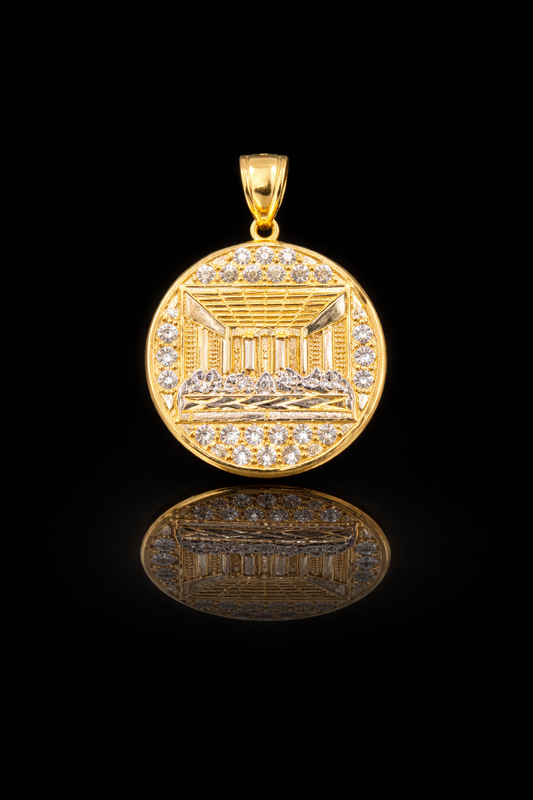 Gold 10k Last Supper Pendant Cz