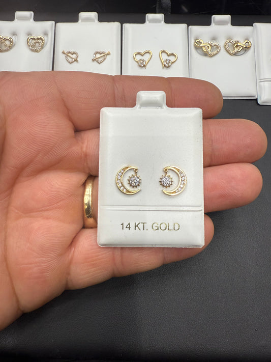 Gold 14k Earrings Cz