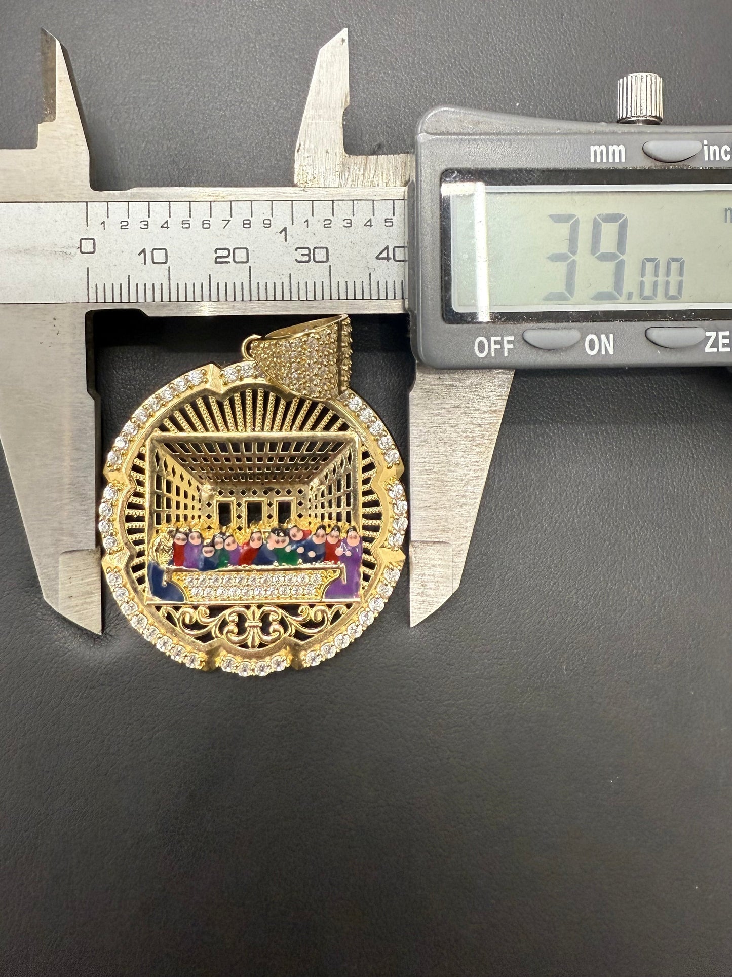 Gold 10k Last Supper Pendant Cz