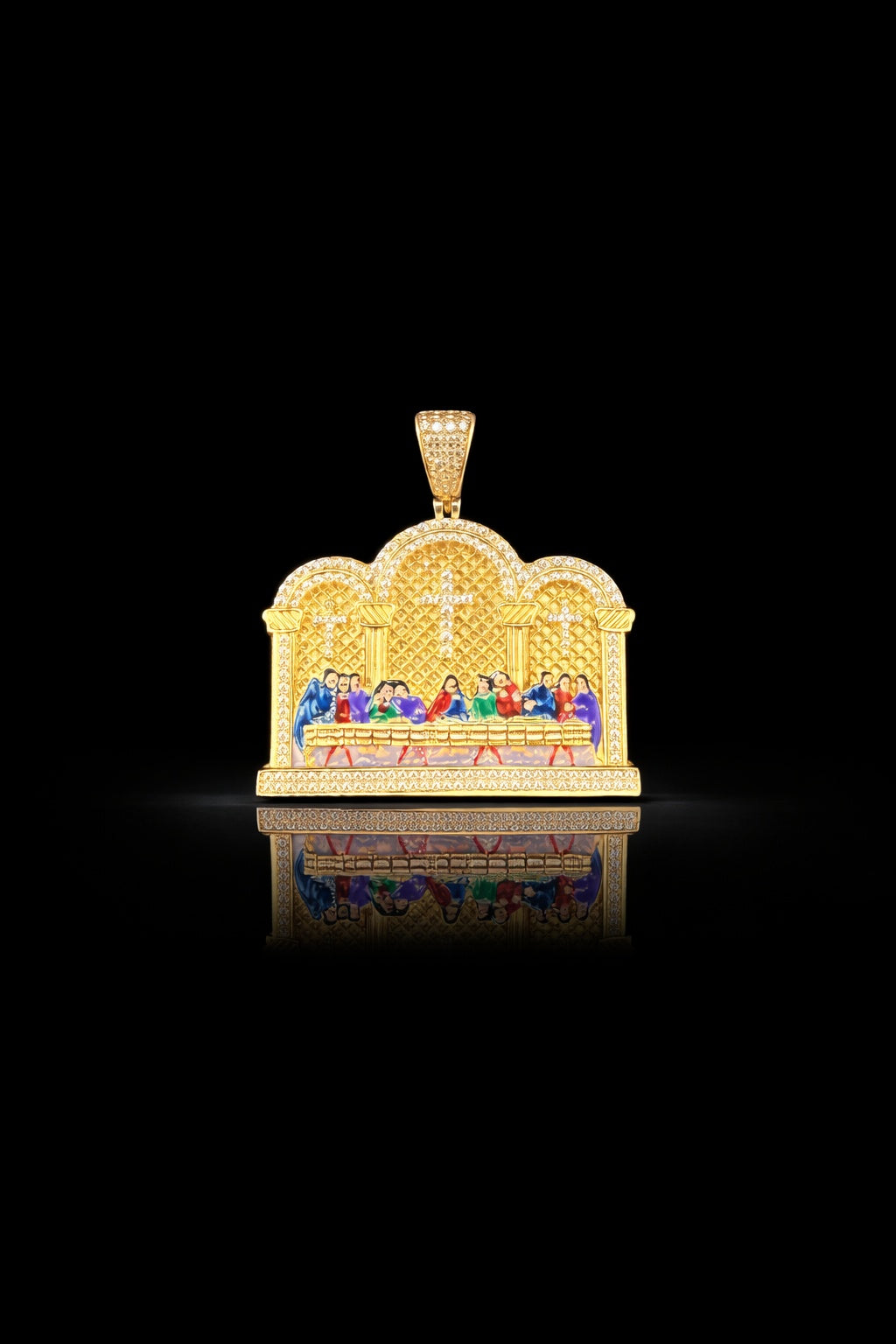 Gold 14k Last Supper Pendant Cz