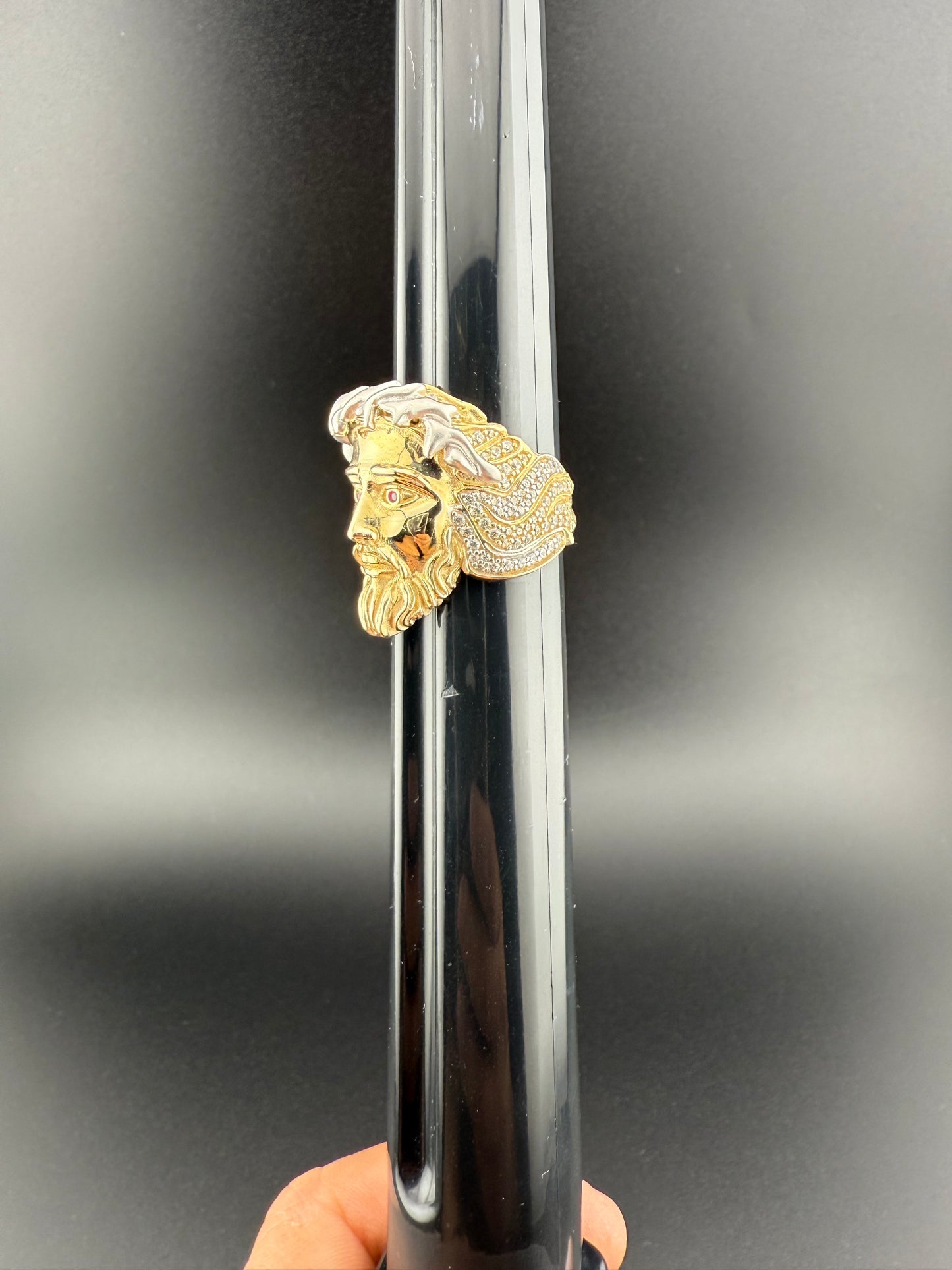 Gold 10k Jesus Ring Cz