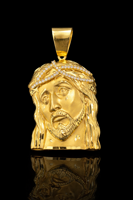 Gold 10k Jesus Pendant Cz