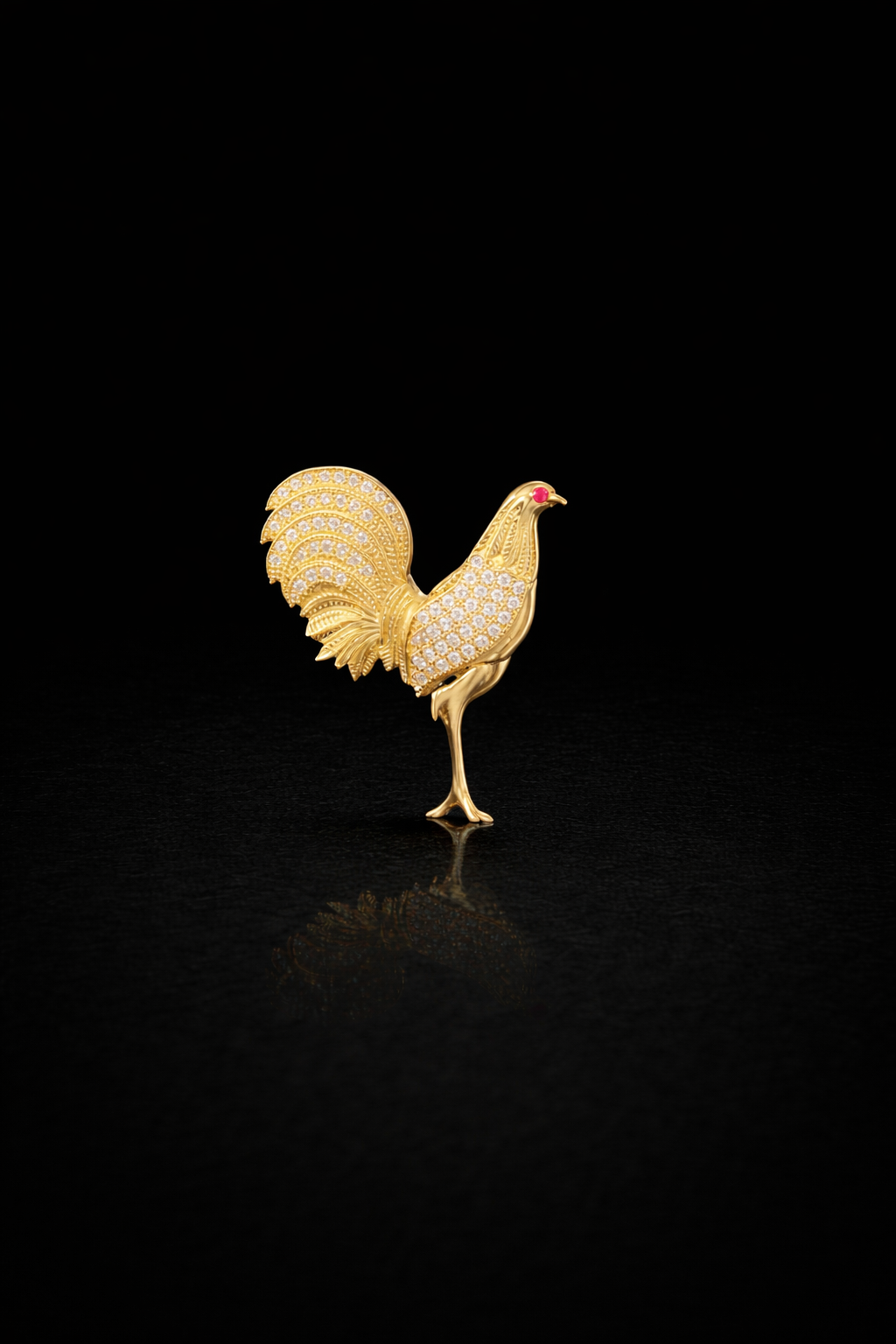 Gold 10k Rooster pendant Cz