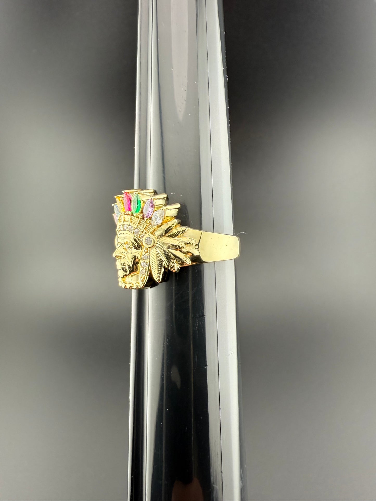 Gold 10k Indian Ring Cz