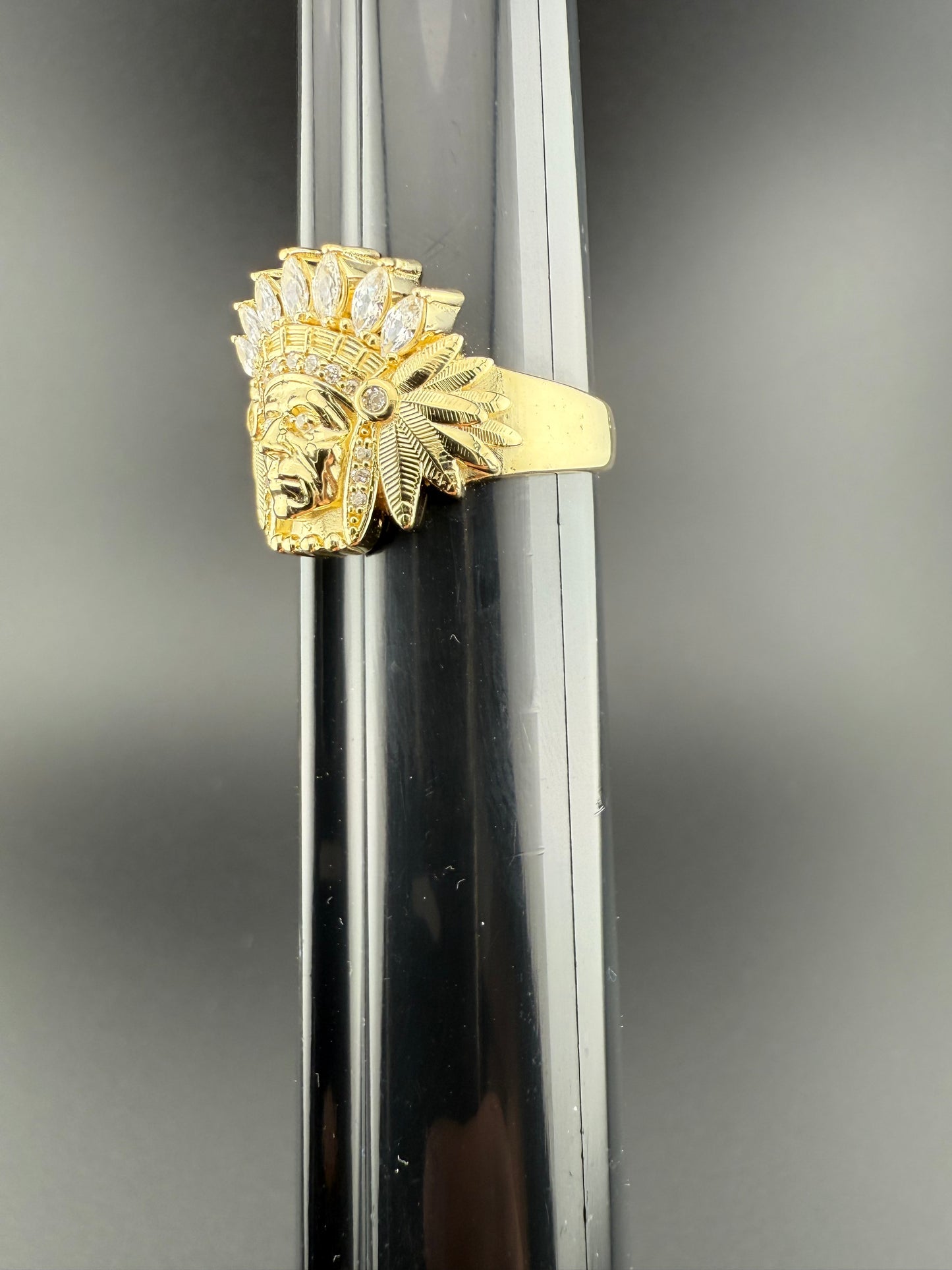 Gold 10k Indian Ring Cz