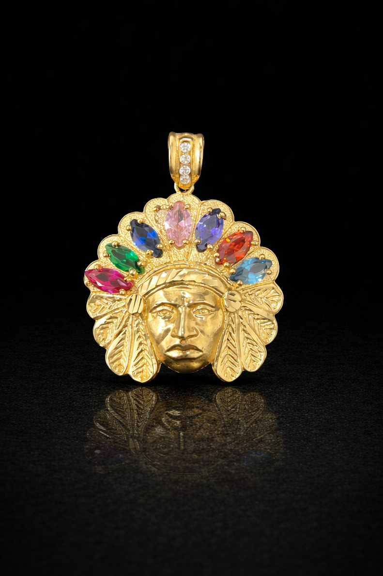 Gold 10k Indian pendant Cz