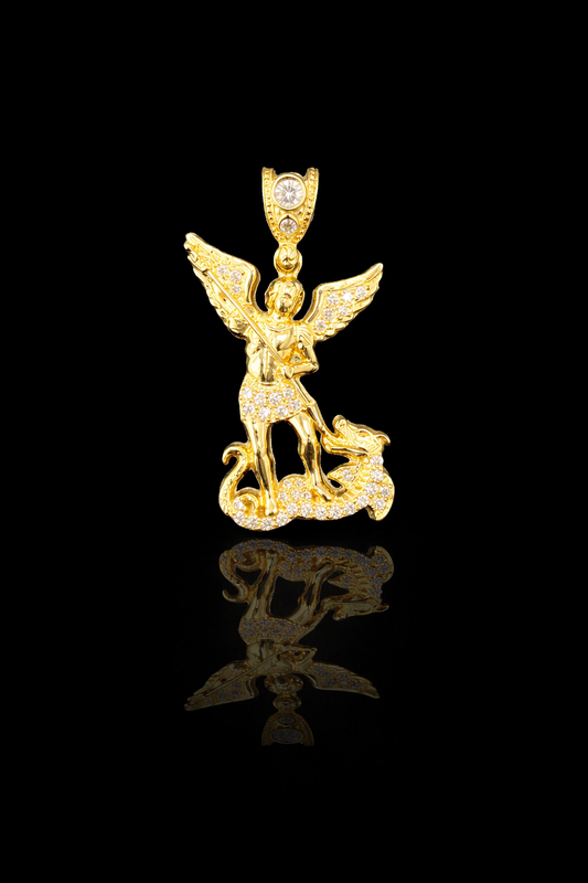 Gold 14k St. Michael Pendant Cz