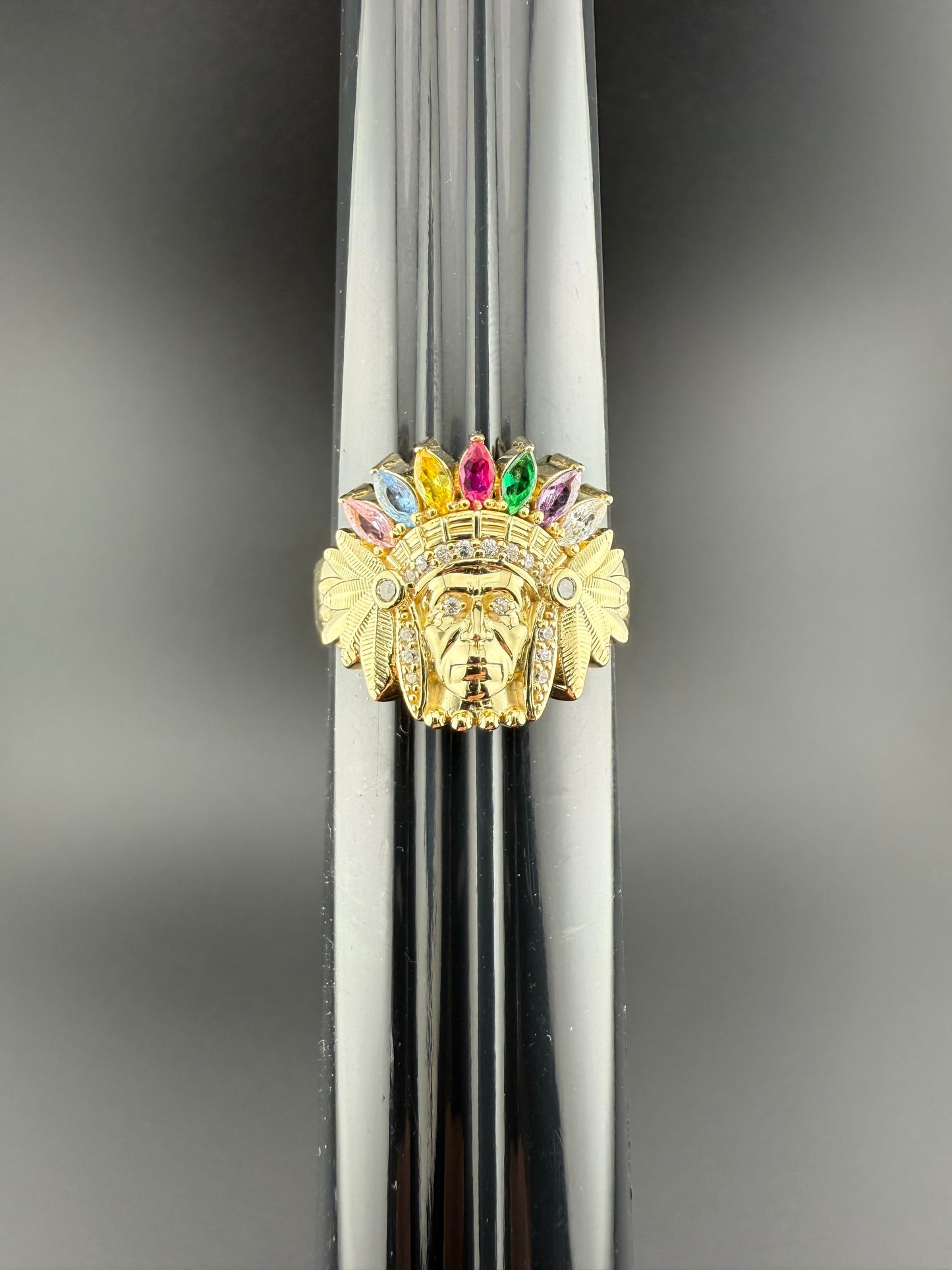 Gold 10k Indian Ring Cz