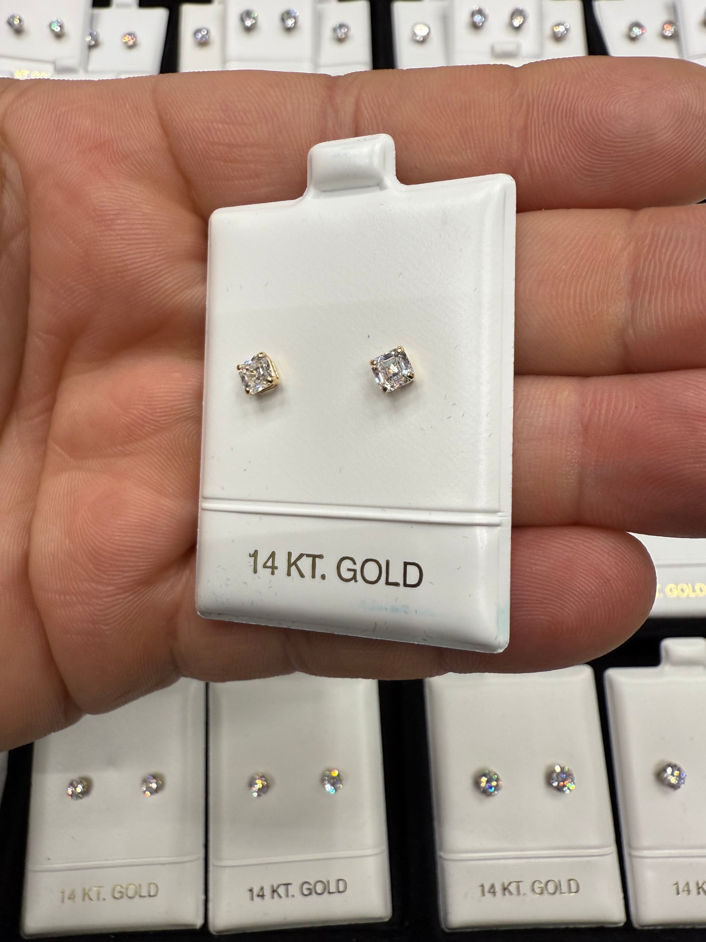 Gold 14k Earrings Cz 4mm
